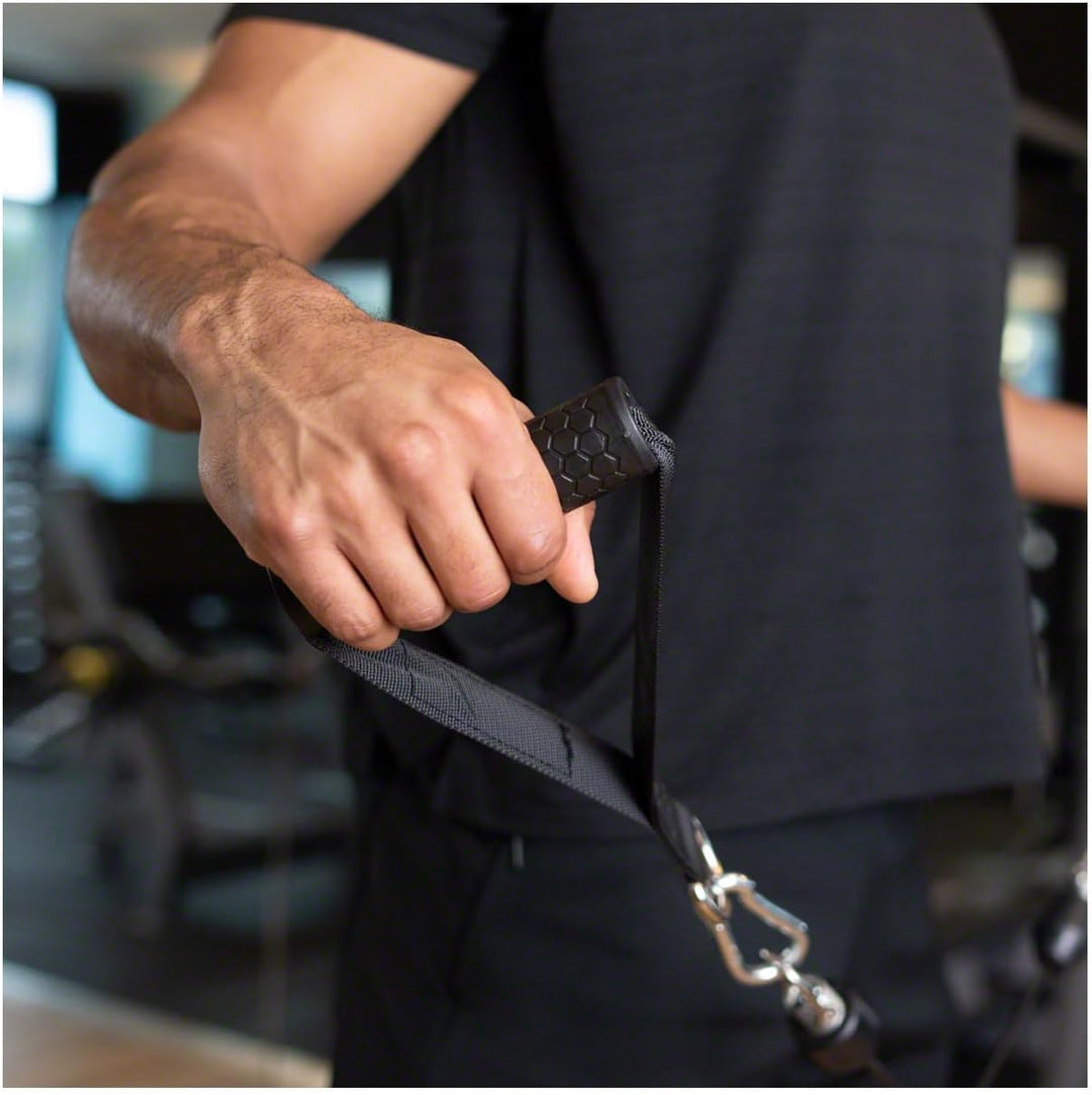 Sport-Tec Kabelzug Griff, Handgriff für Seilzug, Einhandgriff für Widerstandsbänder, gummiert, schwa