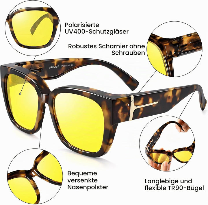 URUMQI Nachtsichtbrille für Autofahrer, Nachtfahrbrille Nachtbrille zum Autofahren Damen Herren, Aut