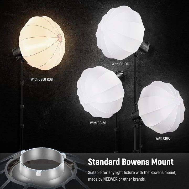 NEEWER 65cm Laternen Softbox mit ein Schritt Schnellwechsel,360°Lichtdiffusor mit Schürze,Bowens Mou