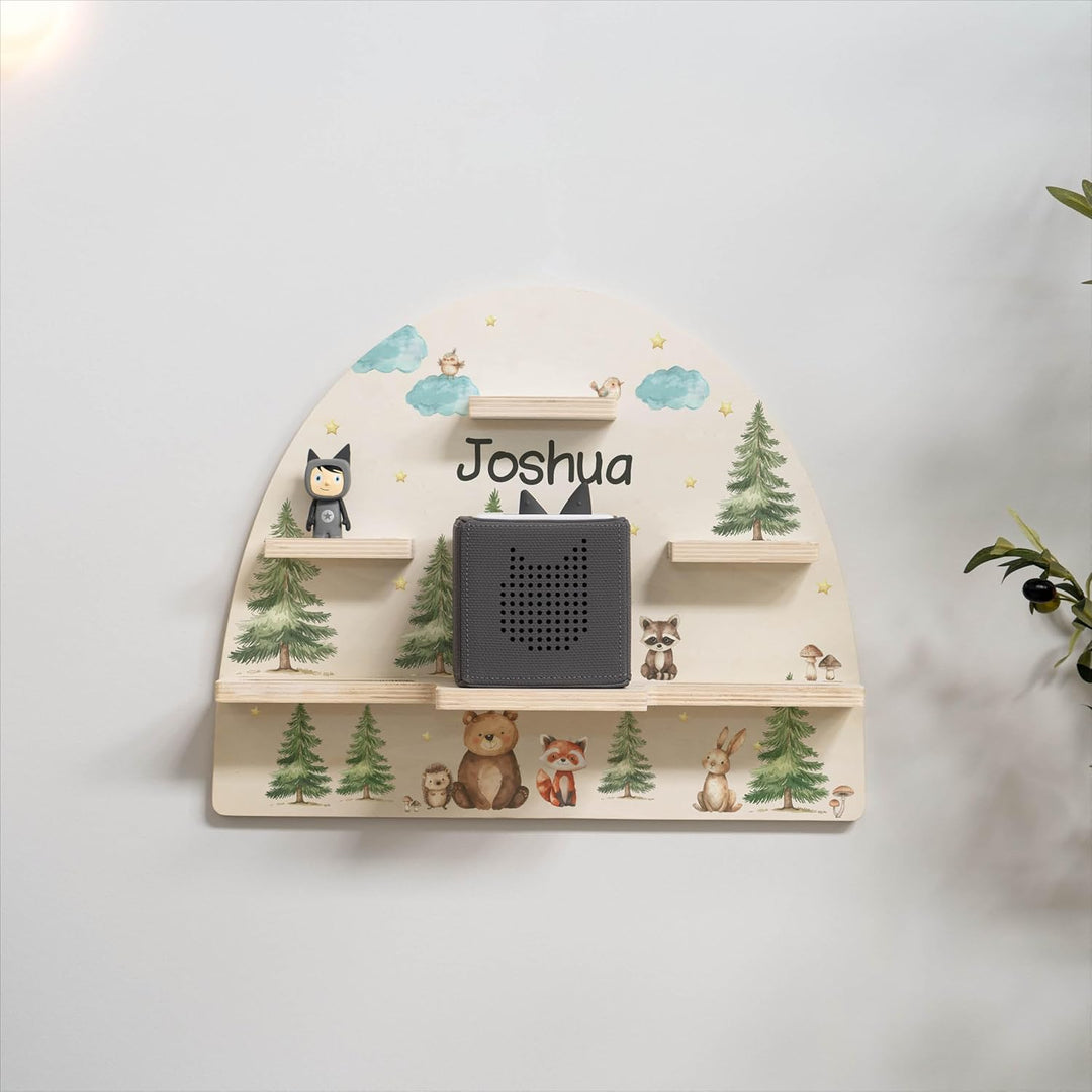 Geschenkfreude Personalisiertes Toniebox Regal für Kinderzimmer - Kinder Wandregal für Tonie Hörfigu
