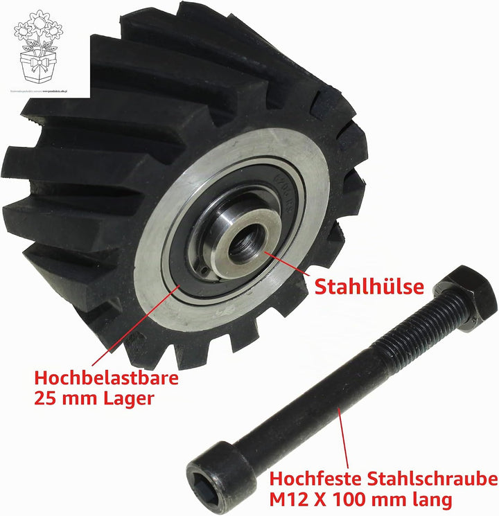 100x50 mm Gummi Kontaktrad Bandschleifmaschine Zahnoberfläche Aluminiumkern - Mit 12 mm Schaft - Ber