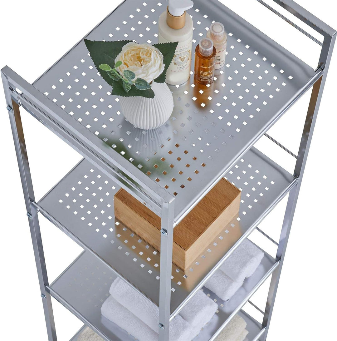 Regal Badregal Metallregal Mehrzweckregal MATIS, verchromt, mit 4 Böden 4 Chrom, 4 Chrom