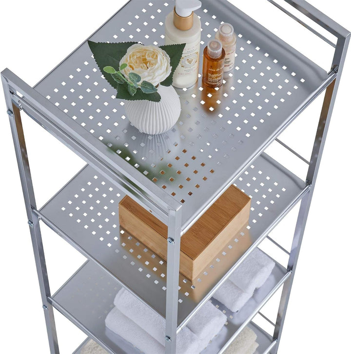 Regal Badregal Metallregal Mehrzweckregal MATIS, verchromt, mit 4 Böden 4 Chrom, 4 Chrom