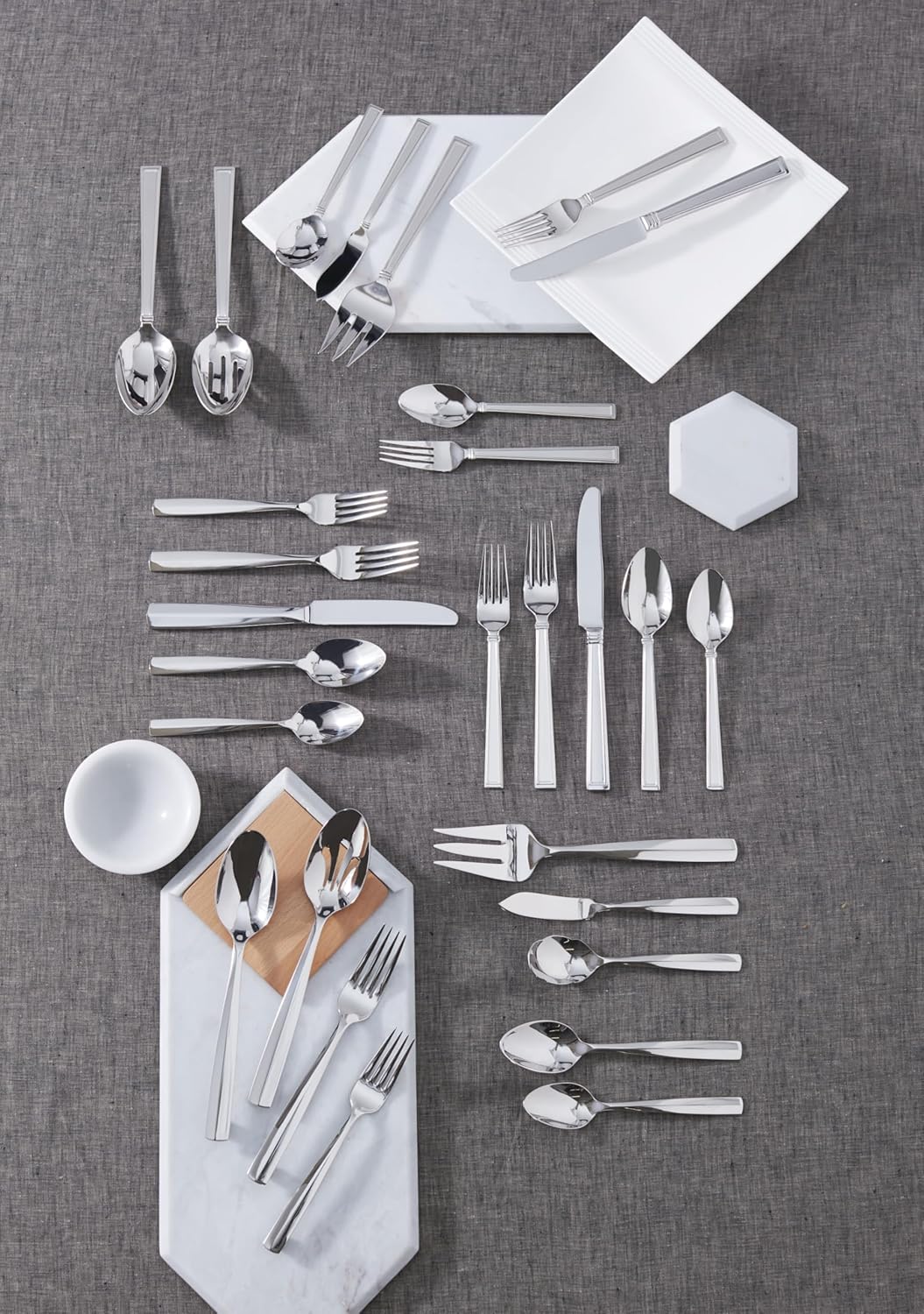 Lenox 883708 Piece Flatware Bratton Besteck-Set, 65-teilig, Edelstahl, metallisch, Bratton