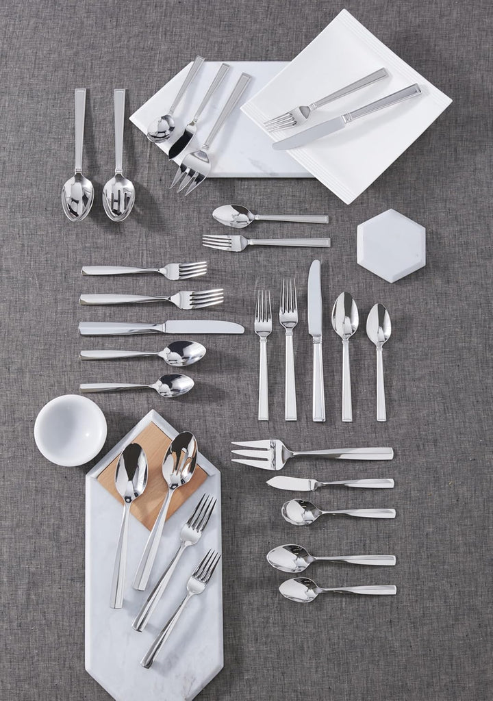 Lenox 883708 Piece Flatware Bratton Besteck-Set, 65-teilig, Edelstahl, metallisch, Bratton