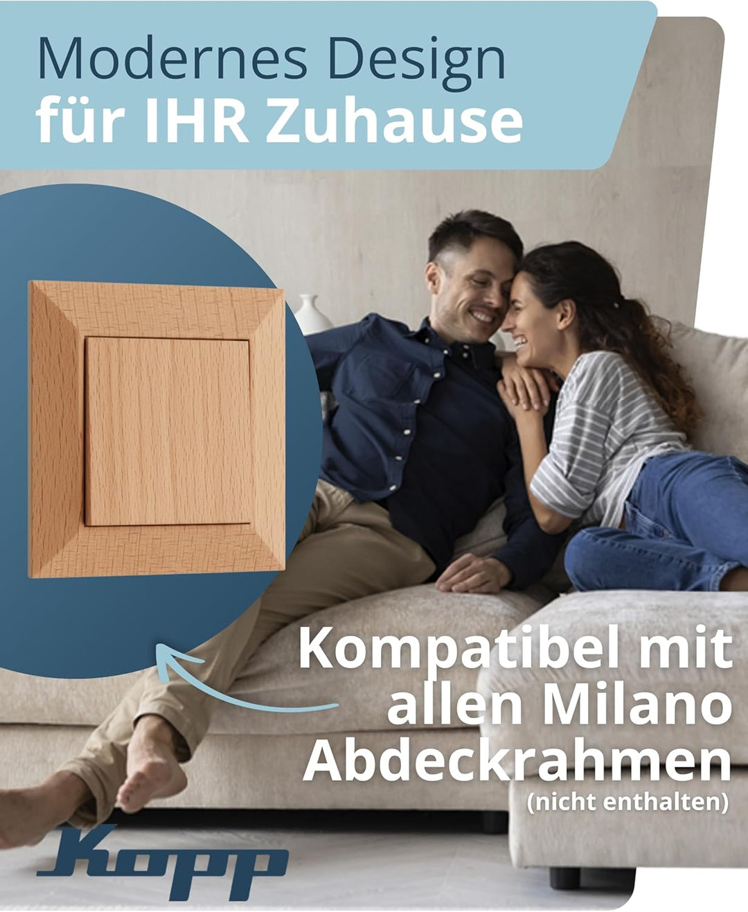 Kopp 917131082 Milano Buche Antennensteckdose mit DREI Ausgängen, TV/RF/SAT, Einzel- und Durchgangsd