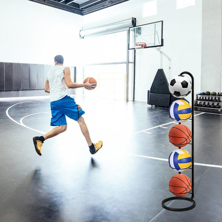 5 Stufiger Ballständer, Vertikale Ballaufbewahrung Abnehmbare Ballregal Fussball Ständer, Ballaufbew