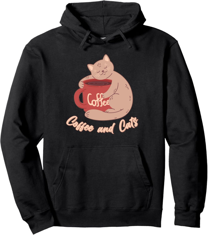Coffee and Cats Kätzchen Hauskatze Miezekatze Katze Pullover Hoodie