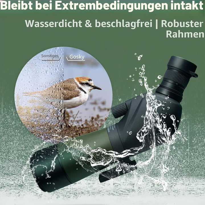 Gosky 20-60x60mm Spektiv, wasserdicht, stossfest, mit Stativ und Digiscoping-Adapter, BAK4-Prismen,
