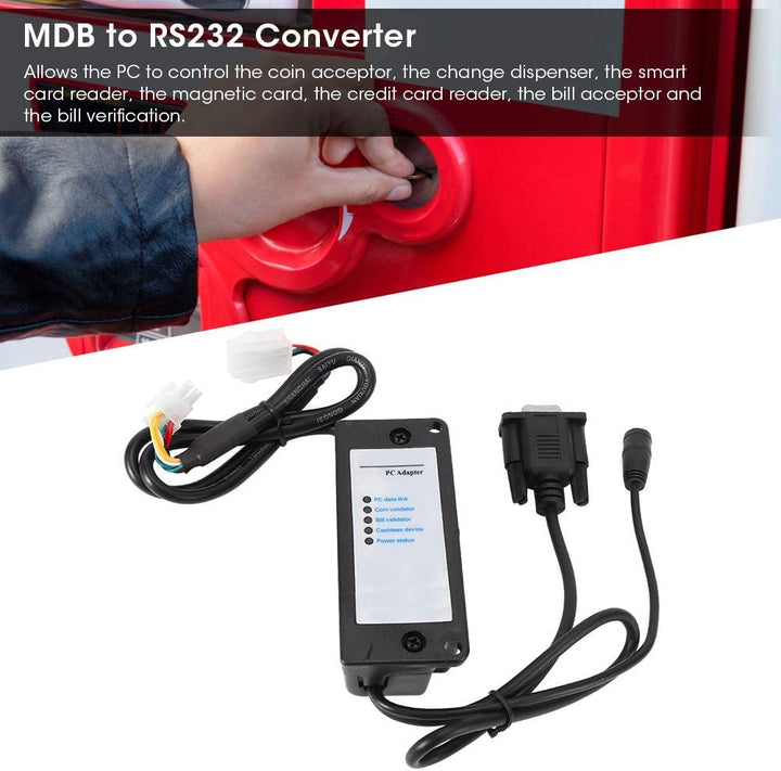 MDB-zu-RS232-Konverter, ABS-Kunststoff MDB-Zahlungsgerät zu PC-Konverter RS232-Adapter Bill Acceptor