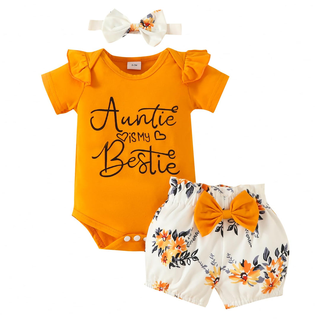 JiAmy Neugeborene Baby Mädchen Kleidung Set, Rüschen Kurzarm Spitze Strampler Daddy's Girl Bodysuit