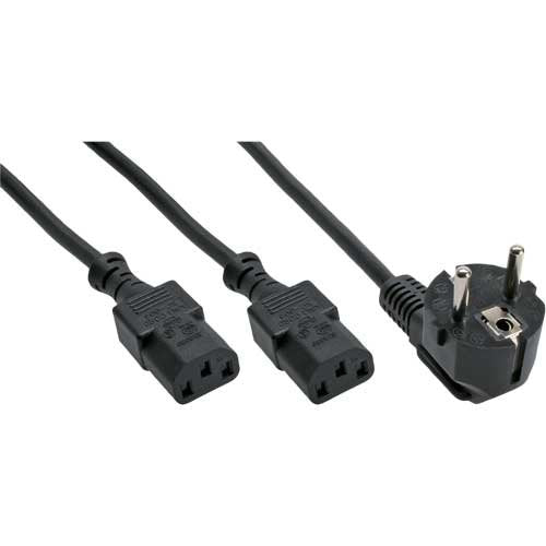 10er Set Netz-Y-Kabel, 1x Schutzkontaktstecker zu 2X Kaltgerätestecker, 1,8m