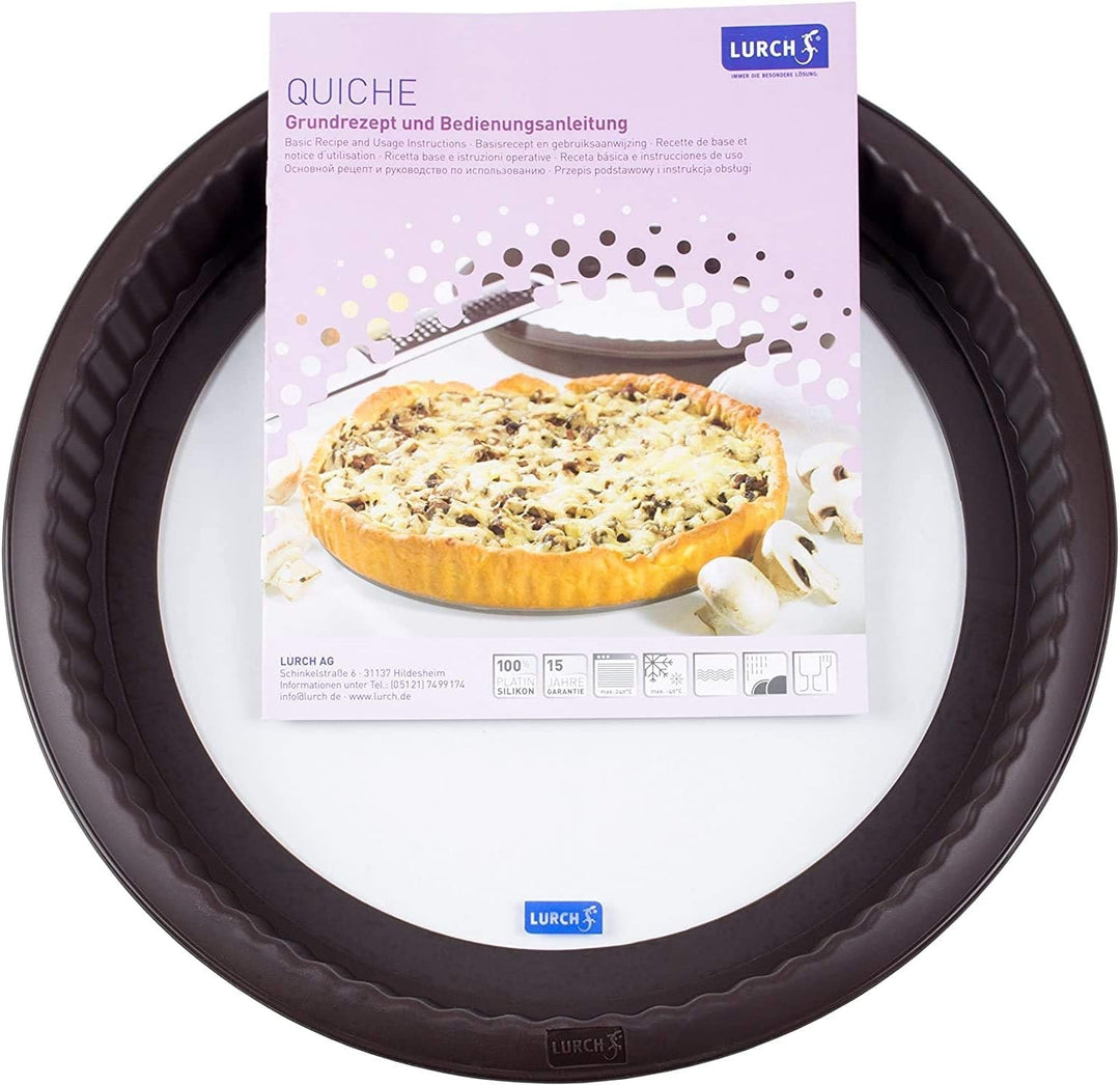 Lurch 85009 Flexiform Quicheform aus Silikon mit Glasboden 26 cm, Braun