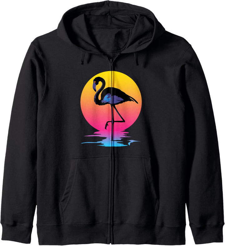 Totally Rad 80er Jahre Retro Flamingo Kapuzenjacke