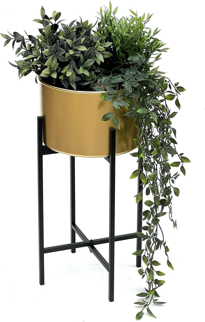 DanDiBo Blumenhocker mit Topf Gold Metall Schwarz 50 cm Blumenständer 96527 Pflanzenständer Blumensä