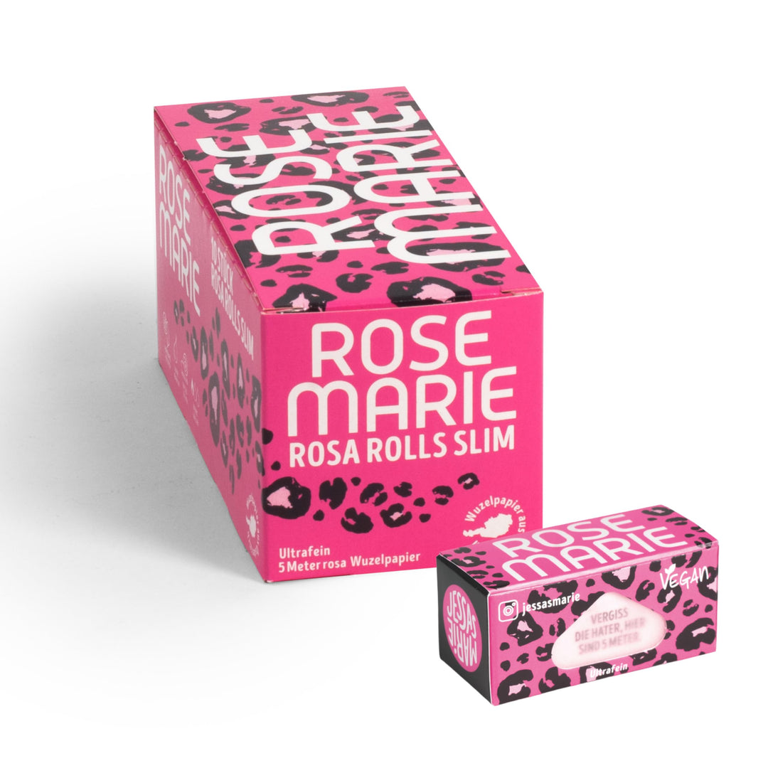 MARIE® ROSEMARIE Rolls Slim 5 Meter x 10 Rolls | Rosa Longpapers zum Drehen in individueller Länge |