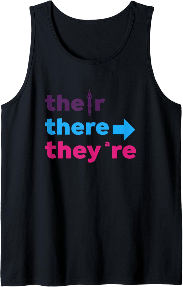 There Their They're English Retro Grammar Teacher 90s Style Tank Top