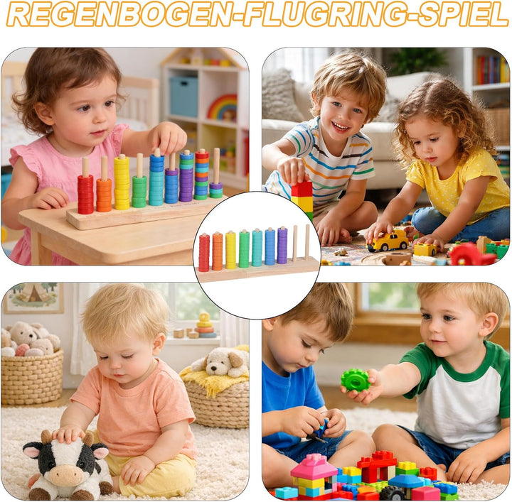 Farb Stapel Challenge Spiel - Montessori Farbstapel und Sortierspielzeug, Color Stack Regenbogen Hol