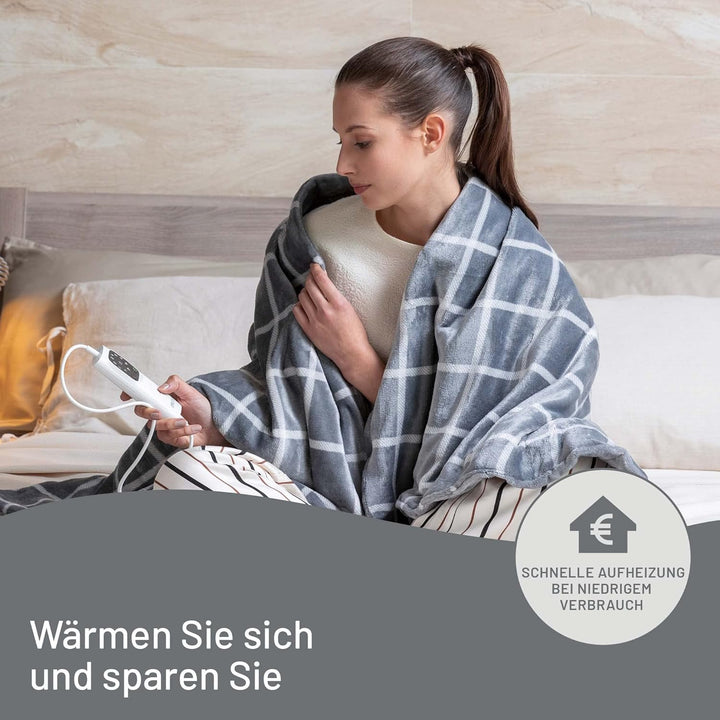 Imetec Adapto Velvet Square Heizdecke, 150x95 cm Wärmedecke, weiches Gewebe, geringer Verbrauch, Ada