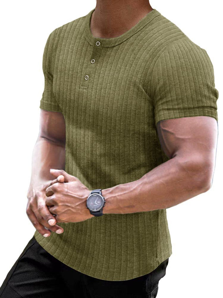 Muscle Cmdr Muscle Henley Shirt Herren Langarm, Slim-fit Langarmshirt, Freizeit T-Shirt aus Baumwoll