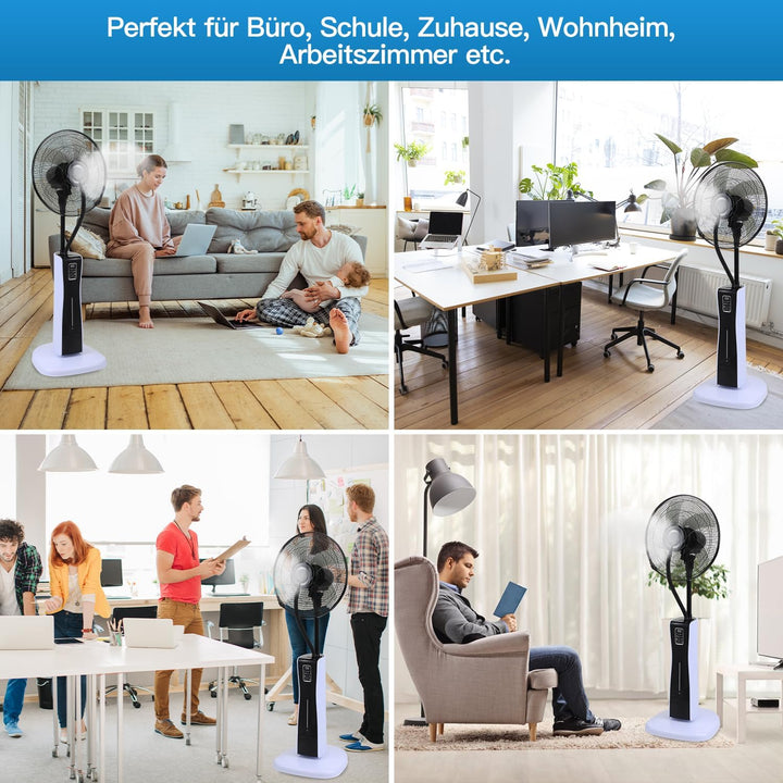 Ventilator mit Wasserkühlung, Standventilator, Ventilateur brumisateur mit Fernbedienung, Timer Stan