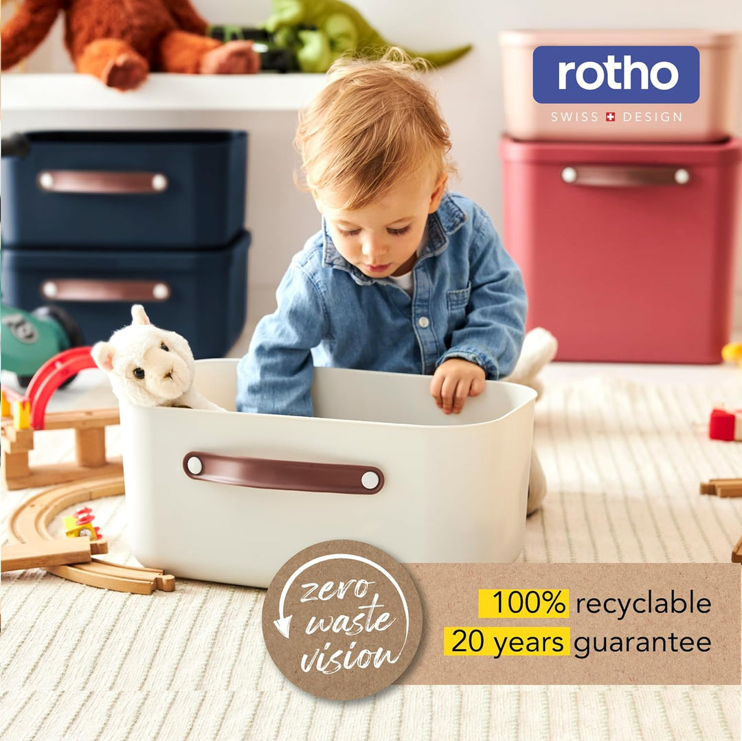Rotho Maloja Aufbewahrungsbox mit Deckel 25l | Elegante Box mit Griff | sicher verschliessbar | stap
