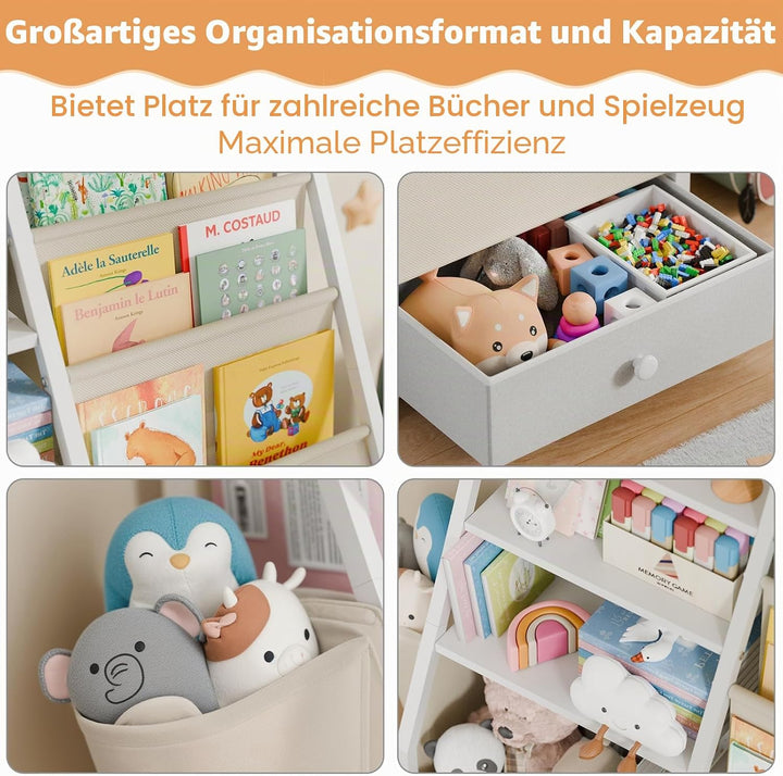 Kinder-Bücherregal und Spielzeugaufbewahrung für Kinderzimmer - Kleinkind Montessori-Spielzeug-Organ