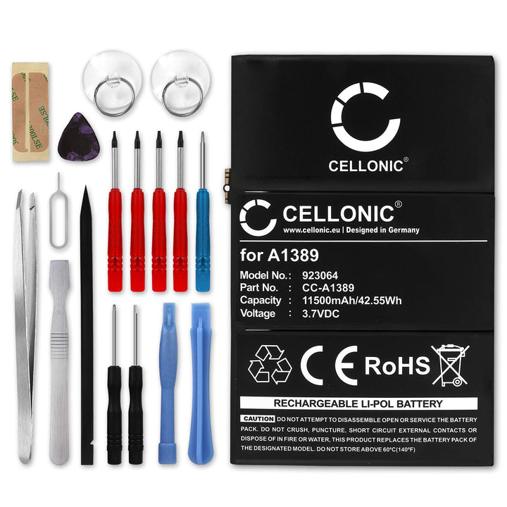 CELLONIC® Ersatz Akku A1389 für Apple iPad 3/4 11500mAh + Werkzeug-Set Ersatzakku für Tablet PC Batt