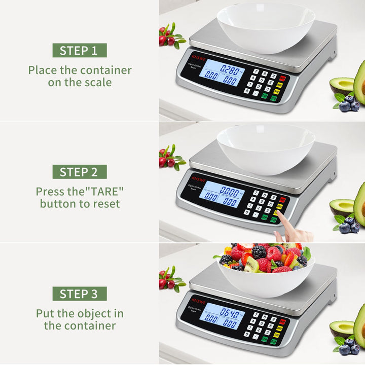 Waage Küche 40KG/1G Profi Digitale Küchenwaage Gross Edelstahl Gastronomie Essenswaage Obstwaage Dig