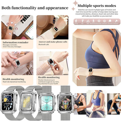 MYSHUN Smartwatch Damen mit Telefonfunktion, 1,59” Fitnessuhr Diamond Uhren Fitness Tracker 123 Spor
