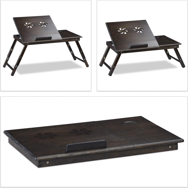 Relaxdays Bambus Laptoptisch, HBT: 24x60x35cm, höhenverstellbarer Laptopständer für Bett und Sofa, m