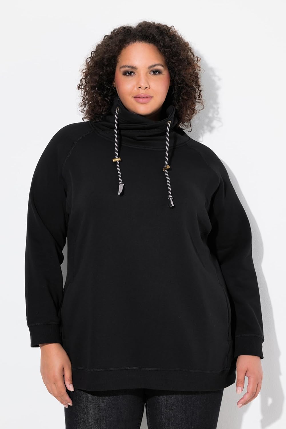 Ulla Popken Damen Sweatshirt 58-60 Schwarz, 58-60 Schwarz