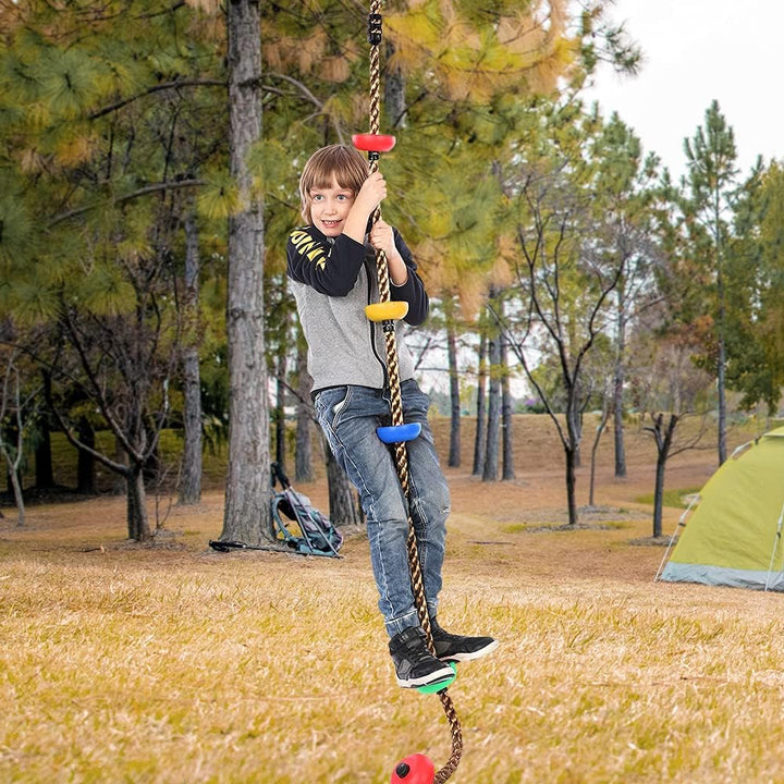 2 m Kletterseil Schaukel mit Trittflächen Kletter-Tau Tellerschaukel Hängeschaukel Ninja Seil Ninja