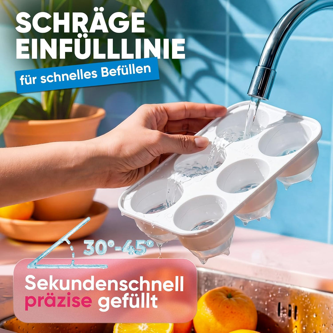 Pinke XXL Eiskugelform 10er Set – Stylische Eiswürfelform aus Platin Silikon für Cocktails, Eiskaffe