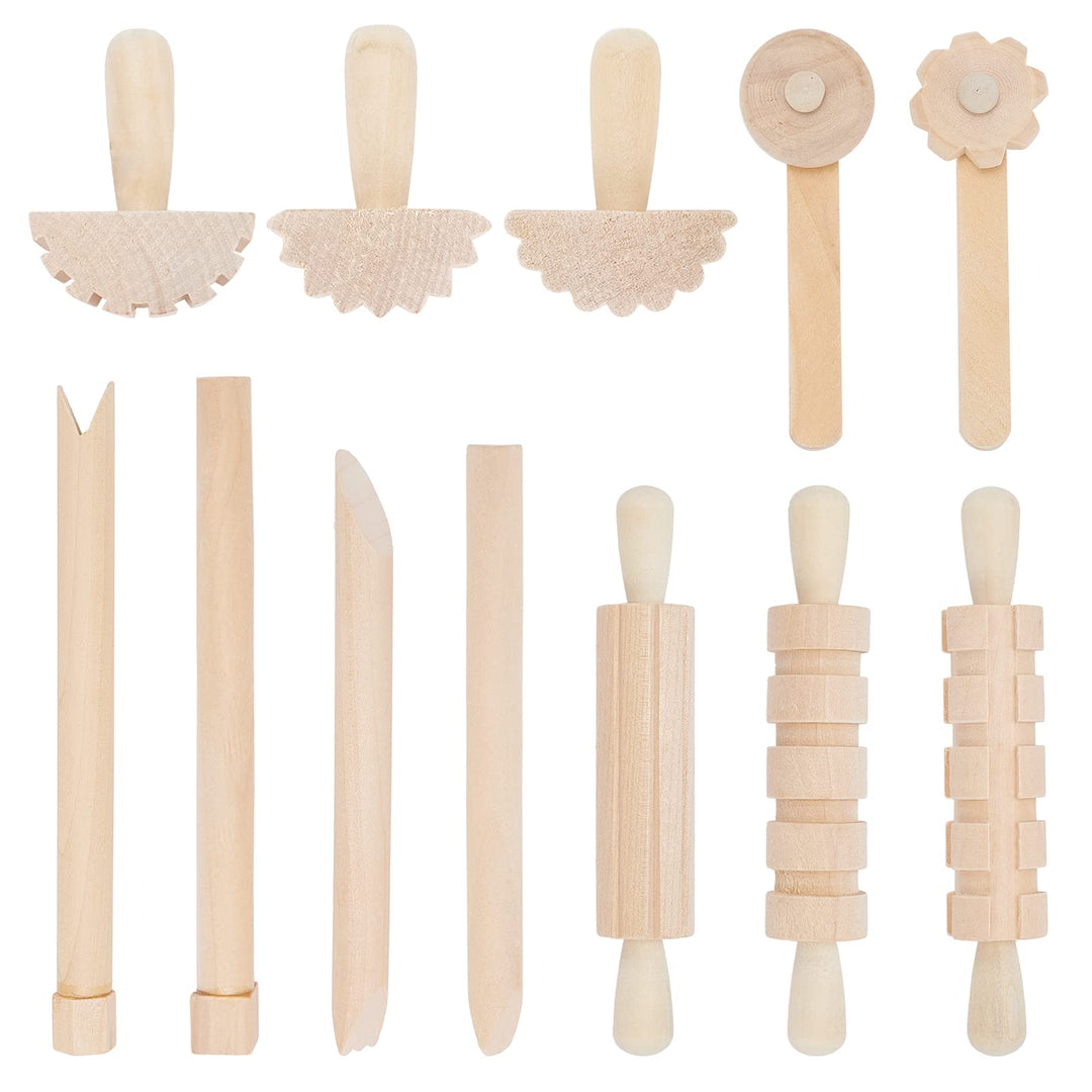 OLYCRAFT 12 Stück Holz Knetwerkzeug Teig Plastilin Werkzeuge Ton- Und Teig Werkzeuge Tonzubehör Inkl