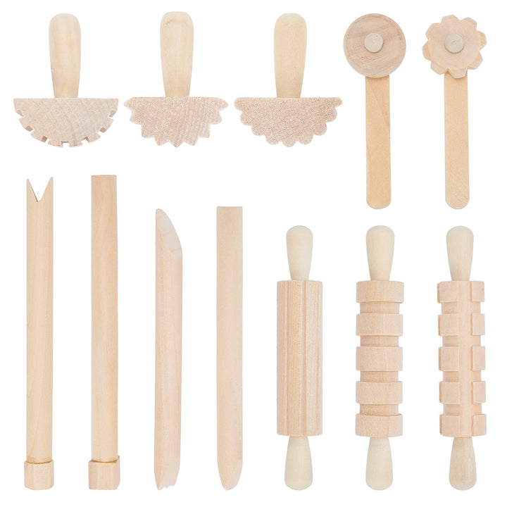 OLYCRAFT 12 Stück Holz Knetwerkzeug Teig Plastilin Werkzeuge Ton- Und Teig Werkzeuge Tonzubehör Inkl