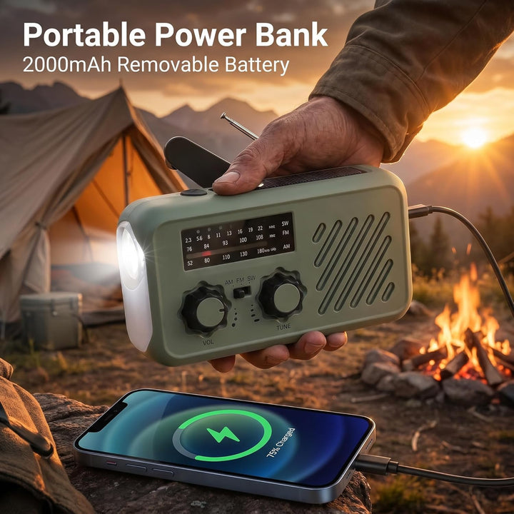 Notfall Radio, 3-Wege-Laden Emergency Radios,2000mAh Profi-Überlebensradio 3-Wege-Ladung (Solar/Hand