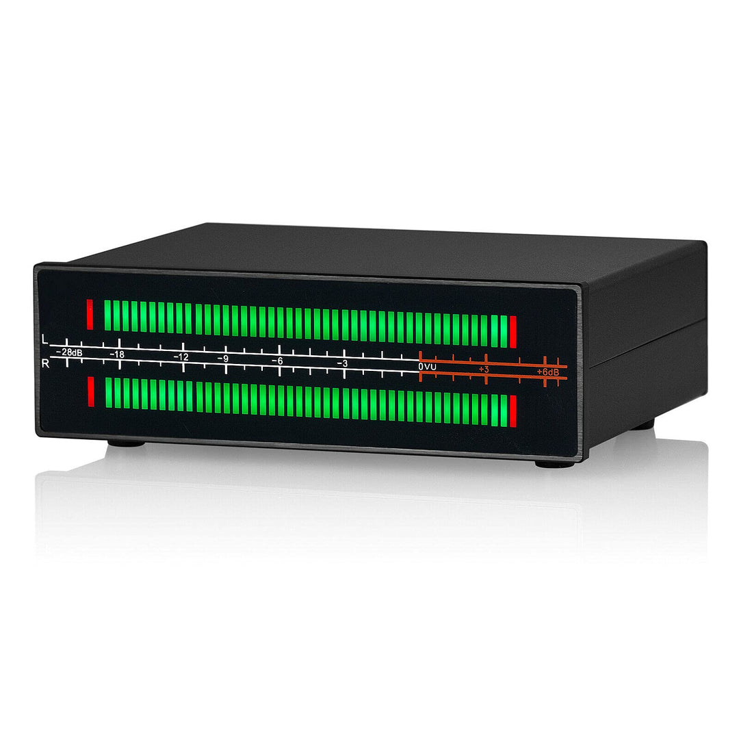 MIC+LINE Zweikanal LED Schallpegelmesser Bildschirmanzeige Musikspektrum Stereo Cinch/3,5 mm AUX Aud