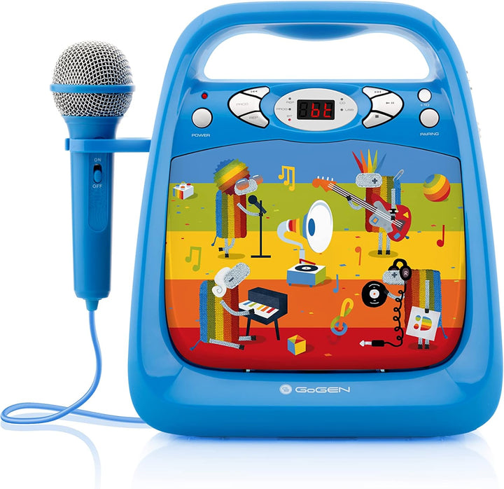 GOGEN Kinderkaraoke und CD Player I USB I MP3 I Mikrofon inklusive I Kopfhörerausgang I tragbar I Ba