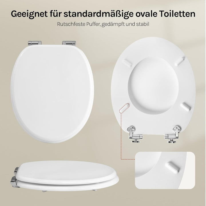 WOLTU Premium WC-Sitz Toilettensitz mit Absenkautomatik, MDF Holzkern, Softclose Scharnier, Antibakt