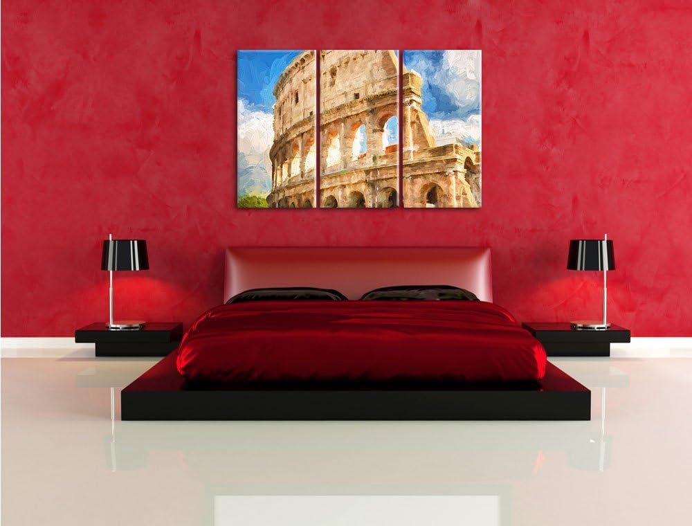 Pixxprint Kolosseum in Rom als Leinwandbild/Grösse: 3 Teilig (120x80) cm/Wandbild/Kunstdruck/fertig