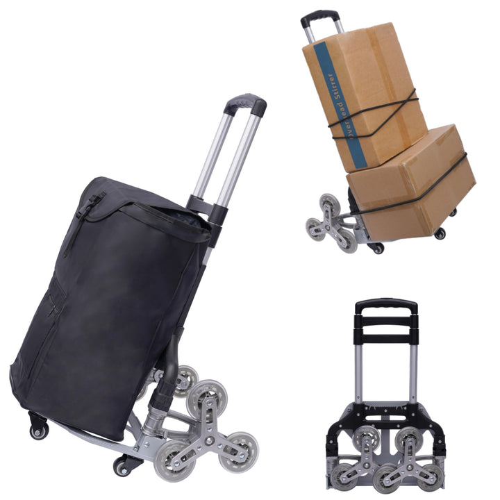 Einkaufstrolley Treppensteiger Sackkarre Bis 75KG, Treppensackkarre Klappbar Extra Langer Teleskopgr