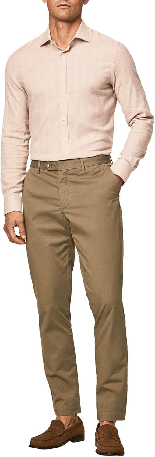 Hackett London Herren Soft Stretch Hbone Button Down Shirt M Tan, M Tan