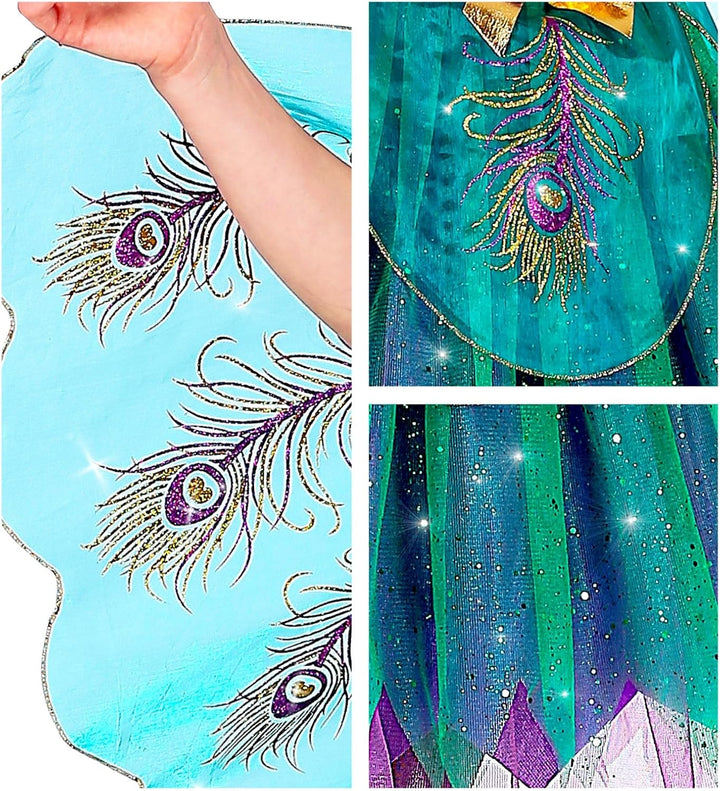 "PEACOCK" (dress with peacock tail veils, headpiece) - (116 cm / 4-5 Years), 116
