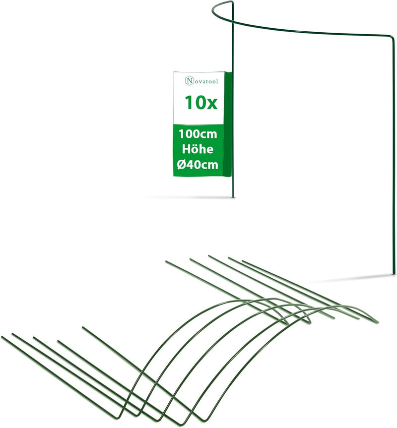 Novatool 10 Strauchstütze 100 cm hoch halbrund 40 cm grün Staudenhalter Blumenhalter Rankengewächs P