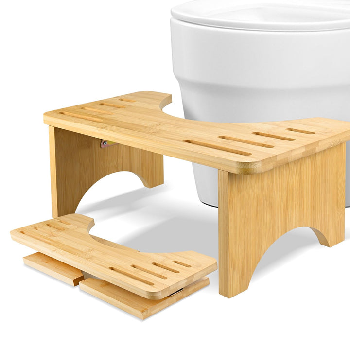 LUOJINYI Bambus Toilettenhocker, Klappbar Badhocker, Gesunder und Tragbarer Klohocker, Ergonomischer
