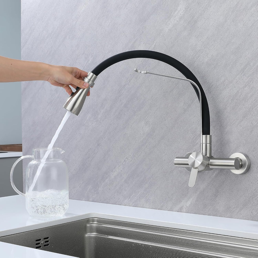 Wasserhahn Küche Wandmontage,180° Drehbar Silikon In Lebensmittelqualität Wand Küchenarmatur Wandarm