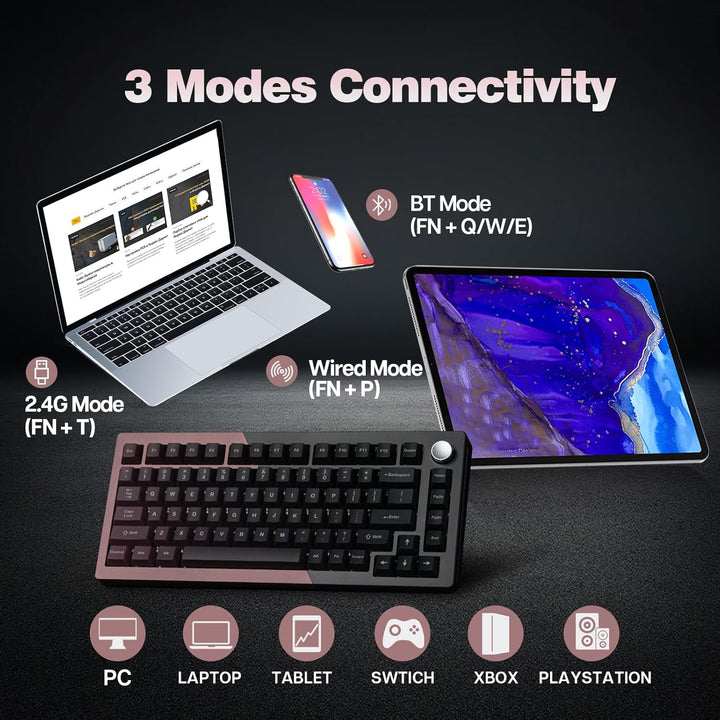 KiiBoom Loop 75 75% CNC Gradient Aluminium Gaming Tastatur, BT5.0/2.4GHz/USB-C Wired QMK/VIA Tastatu