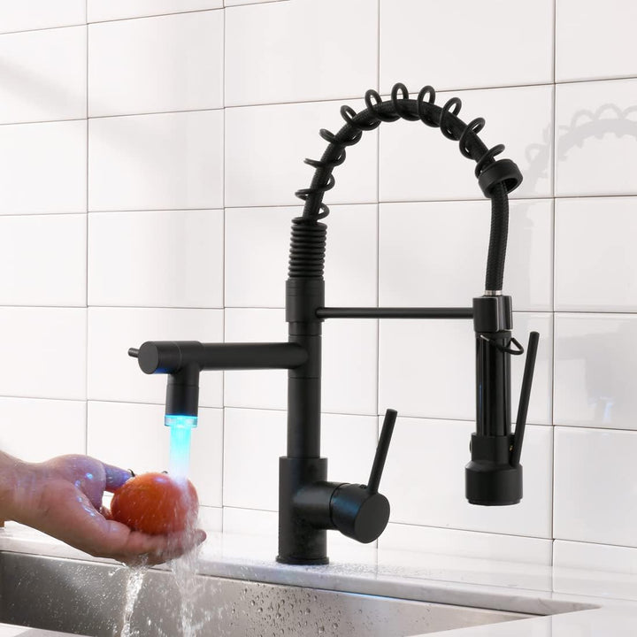 AIMADI LED Wasserhahn Küche Mischbatterien Küchenarmatur mit Brause Ausziehbar Spültischarmatur Spir