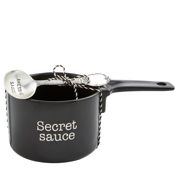 Mud Pie Secret Sauce Geschirr-Set, 8,9 x 22,9 cm, Löffel 15,2 cm, Schwarz